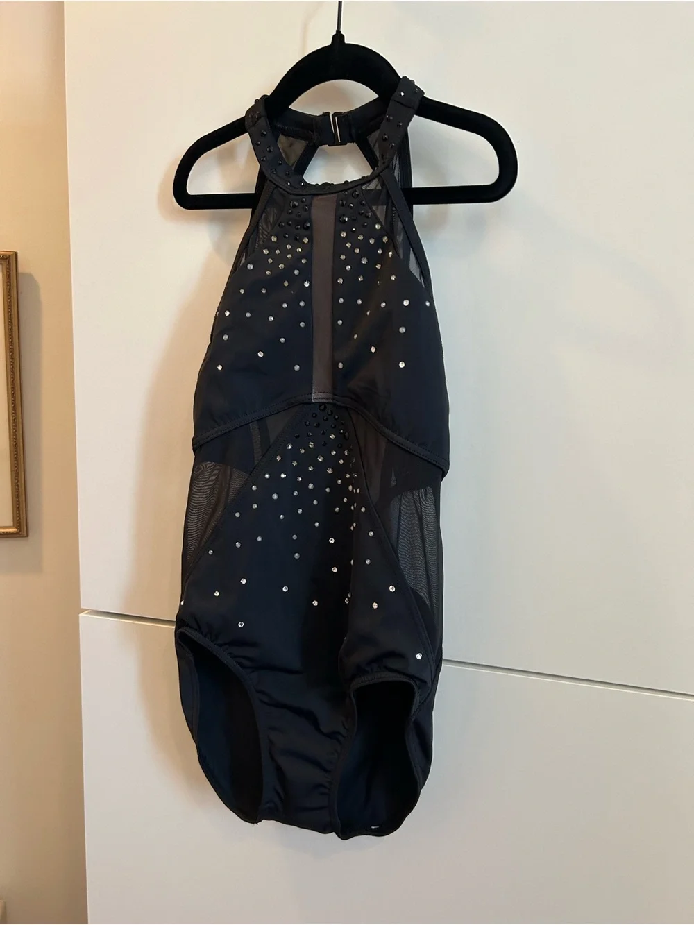 Ivy Sky Performance by Weissman Crystal Halter Leotard - Size MC